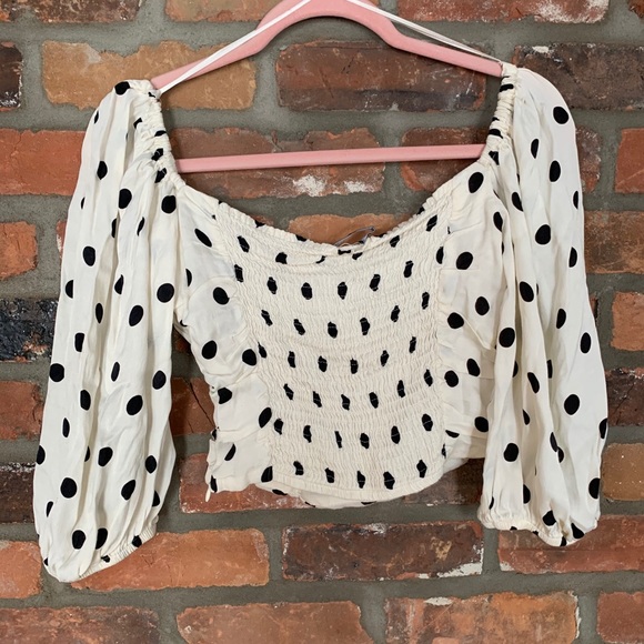 Polka crop top with long puffy sleeves - Picture 8 of 8